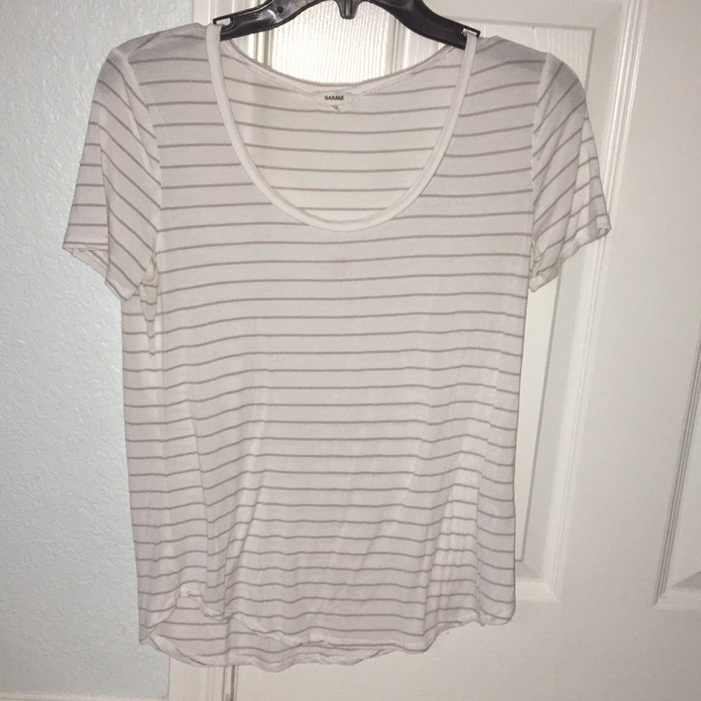 Garage Pink and White Striped Tee